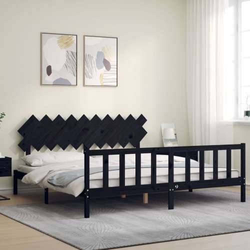 Okvir za krevet s uzglavljem crni 200 x 200 cm od masivnog drva - Crna 200 x 200 cm Cijena