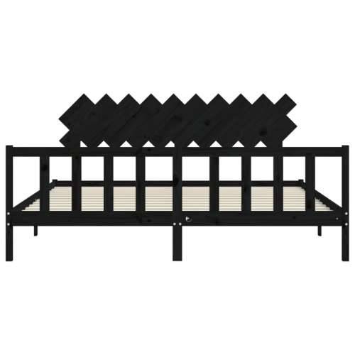 Okvir za krevet s uzglavljem crni 200 x 200 cm od masivnog drva - Crna 200 x 200 cm Cijena