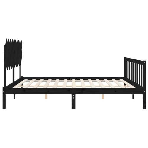Okvir za krevet s uzglavljem crni 200 x 200 cm od masivnog drva - Crna 200 x 200 cm Cijena