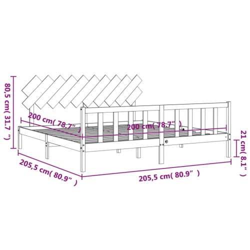 Okvir za krevet s uzglavljem crni 200 x 200 cm od masivnog drva - Crna 200 x 200 cm Cijena