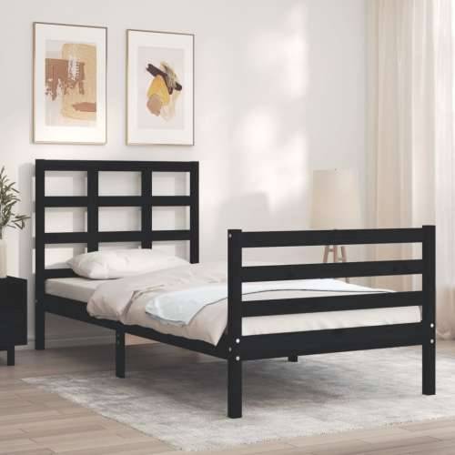 Okvir za krevet s uzglavljem crna 100x200 cm od masivnog drva Cijena