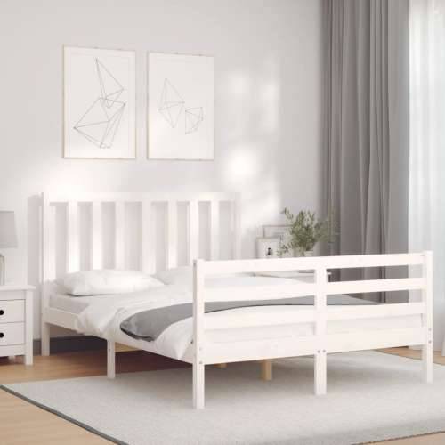 Okvir kreveta s uzglavljem bijeli 4FT mali bračni masivno drvo