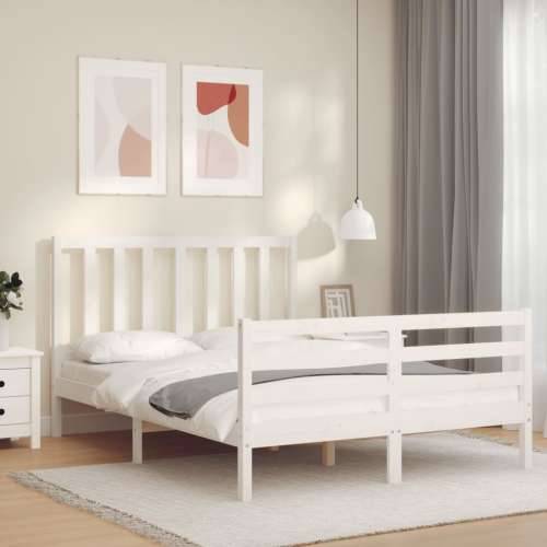 Okvir kreveta s uzglavljem bijeli 4FT mali bračni masivno drvo Cijena