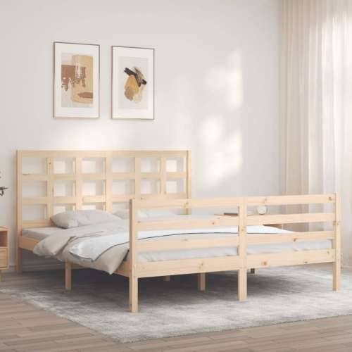 Okvir kreveta s uzglavljem 160 x 200 cm od masivnog drva Cijena