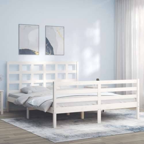 Okvir za krevet s uzglavljem sivi 160 x 200 cm od masivnog drva