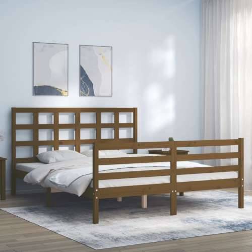 Okvir kreveta s uzglavljem boja meda 160 x 200 cm masivno drvo Cijena