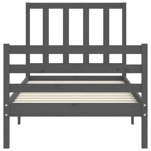 Okvir kreveta s uzglavljem sivi 90 x 200 cm od masivnog drva Cijena