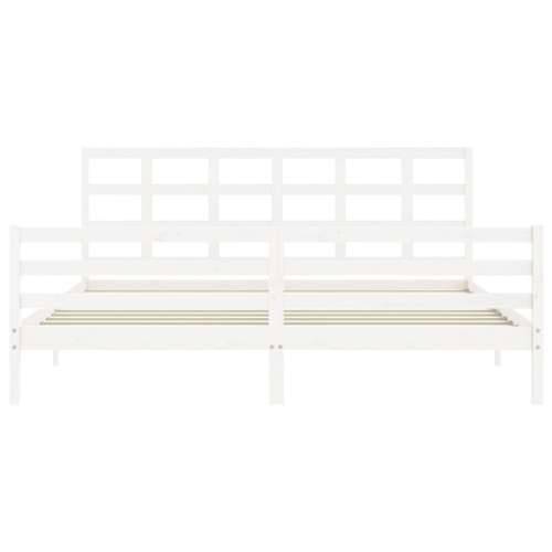 Okvir za krevet s uzglavljem bijeli 200x200 cm od masivnog drva Cijena