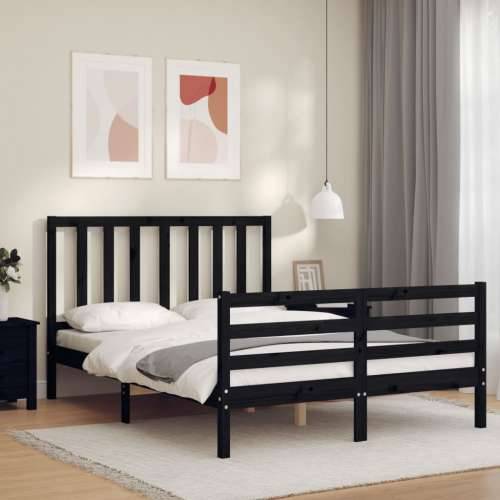 Okvir za krevet s uzglavljem crna 120x200cm od masivnog drva