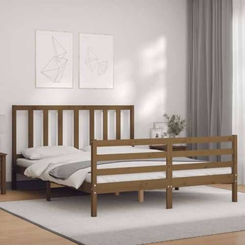 Okvir kreveta s uzglavljem boja meda bračni od masivnog drva Cijena