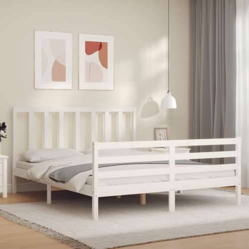 Okvir kreveta bez madraca bijeli 160x200 cm od masivne borovine - Bijela 160 x 200 cm Cijena