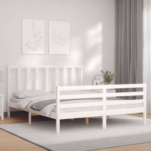 Okvir kreveta bez madraca bijeli 160x200 cm od masivne borovine - Bijela 160 x 200 cm Cijena