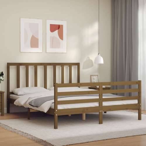 Okvir kreveta s uzglavljem boja meda 160 x 200 cm masivno drvo Cijena