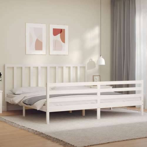 Okvir za krevet s uzglavljem bijeli 200x200 cm od masivnog drva Cijena