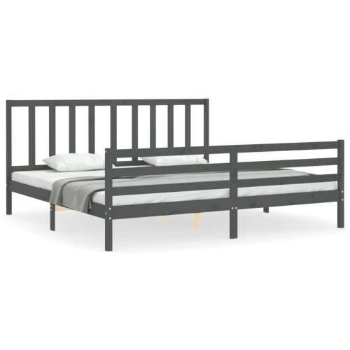 Okvir za krevet s uzglavljem sivi 200 x 200 cm od masivnog drva - Siva 200 x 200 cm Cijena