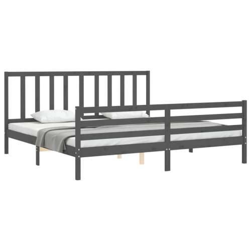 Okvir za krevet s uzglavljem sivi 200 x 200 cm od masivnog drva - Siva 200 x 200 cm Cijena