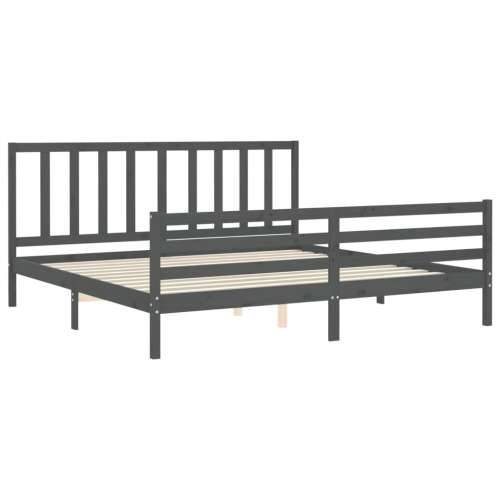 Okvir za krevet s uzglavljem sivi 200 x 200 cm od masivnog drva - Siva 200 x 200 cm Cijena