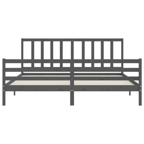 Okvir za krevet s uzglavljem sivi 200 x 200 cm od masivnog drva - Siva 200 x 200 cm Cijena