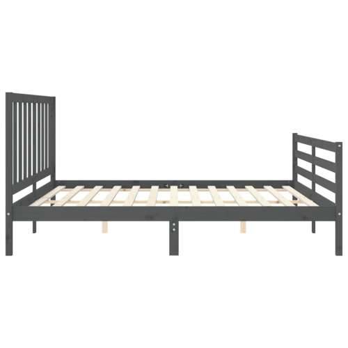 Okvir za krevet s uzglavljem sivi 200 x 200 cm od masivnog drva - Siva 200 x 200 cm Cijena