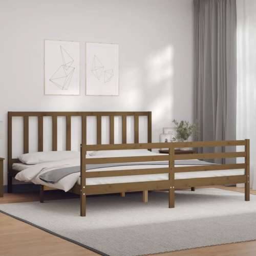 Okvir kreveta s uzglavljem boja meda 200x200cm od masivnog drva - boja meda 200 x 200 cm Cijena