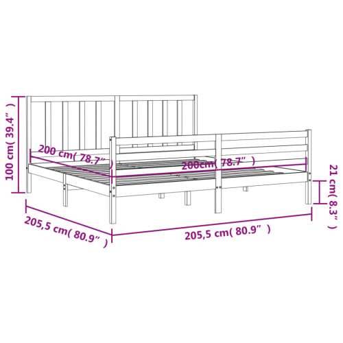 Okvir kreveta s uzglavljem boja meda 200x200cm od masivnog drva - boja meda 200 x 200 cm Cijena