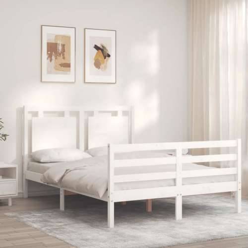 Okvir kreveta s uzglavljem bijeli mali bračni masivno drvo - Bijela 120 x 190 cm Cijena