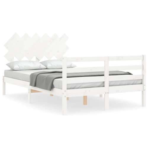 Okvir kreveta s uzglavljem bijeli 4FT6 bračni od masivnog drva Cijena