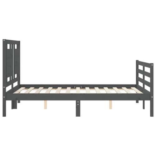 Okvir kreveta s uzglavljem sivi 140 x 190 cm od masivnog drva Cijena