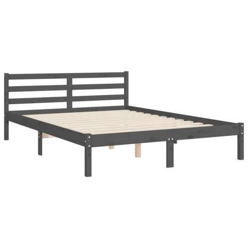 Okvir kreveta s uzglavljem sivi 140 x 190 cm od masivnog drva Cijena