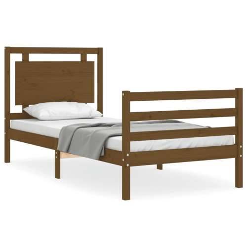 Okvir kreveta s uzglavljem boja meda 90x200 cm od masivnog drva Cijena