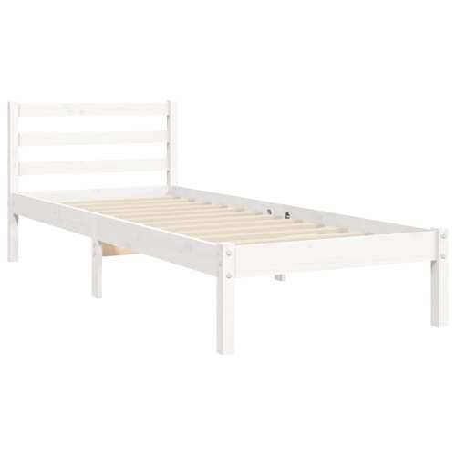 Okvir kreveta s uzglavljem bijeli 90 x 200 cm od masivnog drva Cijena
