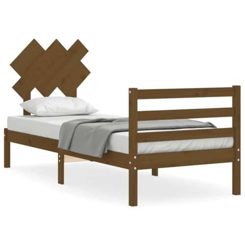 Okvir kreveta s uzglavljem boja meda 90x200 cm od masivnog drva Cijena