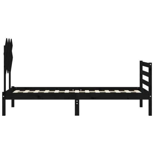 Okvir kreveta s uzglavljem crni 90 x 200 cm od masivnog drva Cijena