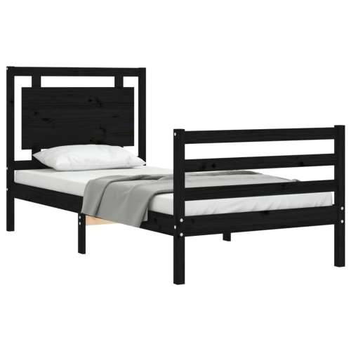 Okvir za krevet s uzglavljem crna 100x200 cm od masivnog drva Cijena