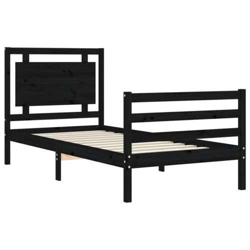 Okvir za krevet s uzglavljem crna 100x200 cm od masivnog drva Cijena