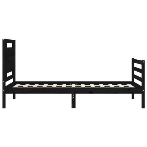 Okvir za krevet s uzglavljem crna 100x200 cm od masivnog drva Cijena