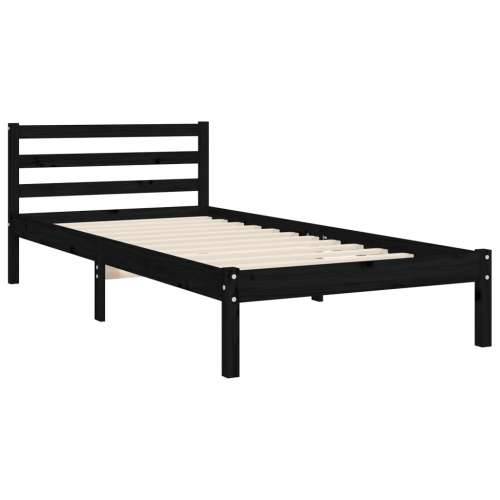 Okvir za krevet s uzglavljem crna 100x200 cm od masivnog drva Cijena