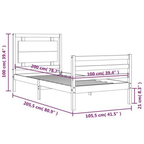 Okvir za krevet s uzglavljem crna 100x200 cm od masivnog drva Cijena