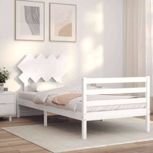 Okvir za krevet s uzglavljem crni 100x200 cm od masivnog drva