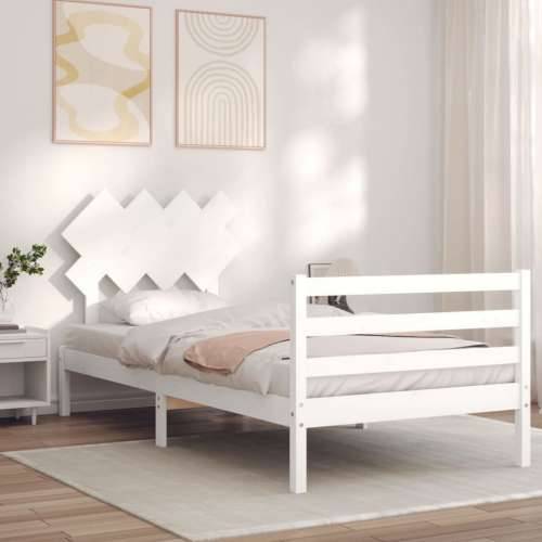 Okvir za krevet s uzglavljem crni 100x200 cm od masivnog drva Cijena