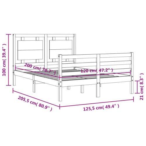 Okvir kreveta s uzglavljem bijeli 120 x 200 cm od masivnog drva - Bijela 120 x 200 cm Cijena