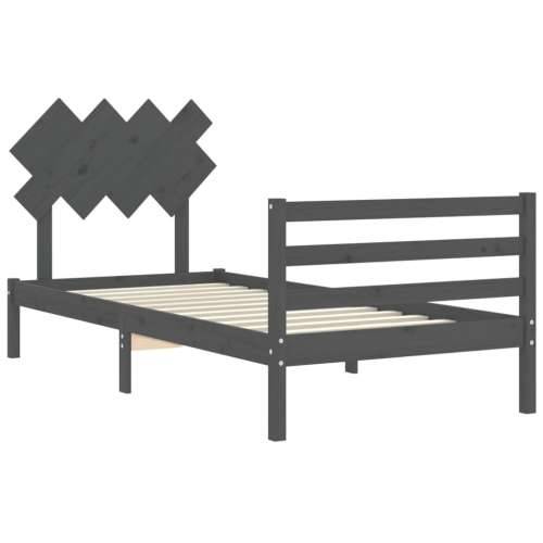 Okvir za krevet s uzglavljem sivi 100x200 cm od masivnog drva Cijena
