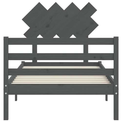 Okvir za krevet s uzglavljem sivi 100x200 cm od masivnog drva Cijena