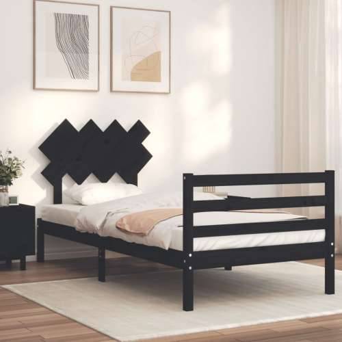 Okvir za krevet s uzglavljem crna 100x200 cm od masivnog drva