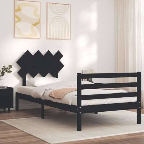 Okvir za krevet s uzglavljem crna 100x200 cm od masivnog drva Cijena
