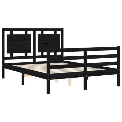 Okvir za krevet s uzglavljem crna 120x200cm od masivnog drva Cijena