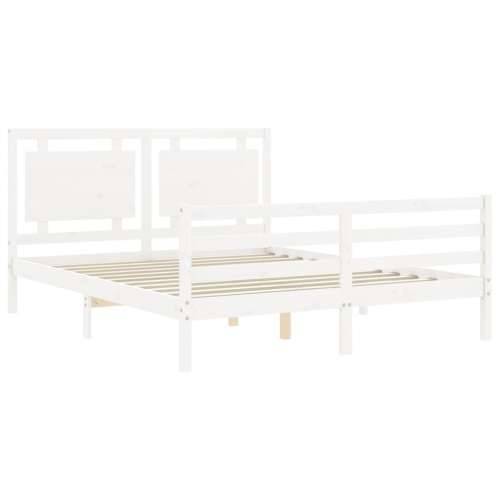 Okvir za krevet s uzglavljem sivi 160 x 200 cm od masivnog drva - Bijela 160 x 200 cm Cijena