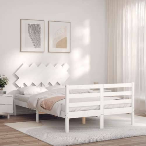Okvir kreveta s uzglavljem bijeli 120 x 200 cm od masivnog drva