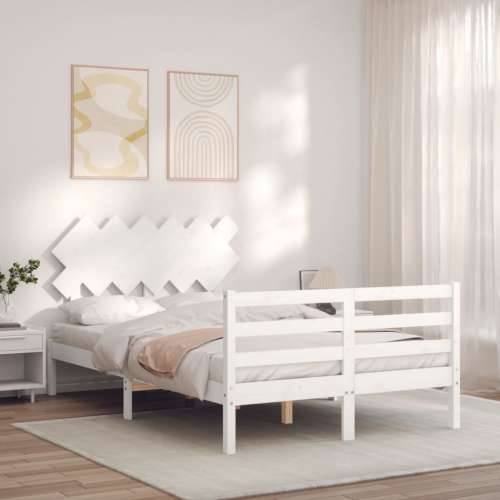 Okvir kreveta s uzglavljem bijeli 120 x 200 cm od masivnog drva Cijena