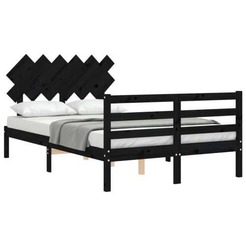 Okvir za krevet s uzglavljem crna 120x200cm od masivnog drva Cijena